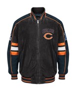 Officially Licensed NFL Chicago Bears Varsity Football Suede Leather Jac... - £80.94 GBP