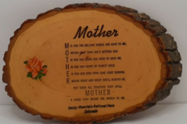 Colorado Souvenir Wooden Plaque - Poem Titled &quot;Mother&quot; Vintage - £6.10 GBP
