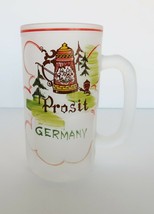 Vtg Beer Mug Frosted Glass Germany Prosit Possibly Gay Fad Hazel Atlas - £11.71 GBP