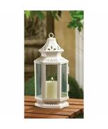 White Small Victorian Style Candleholder Lantern Indoor Outdoor 8&quot; Metal... - $24.99