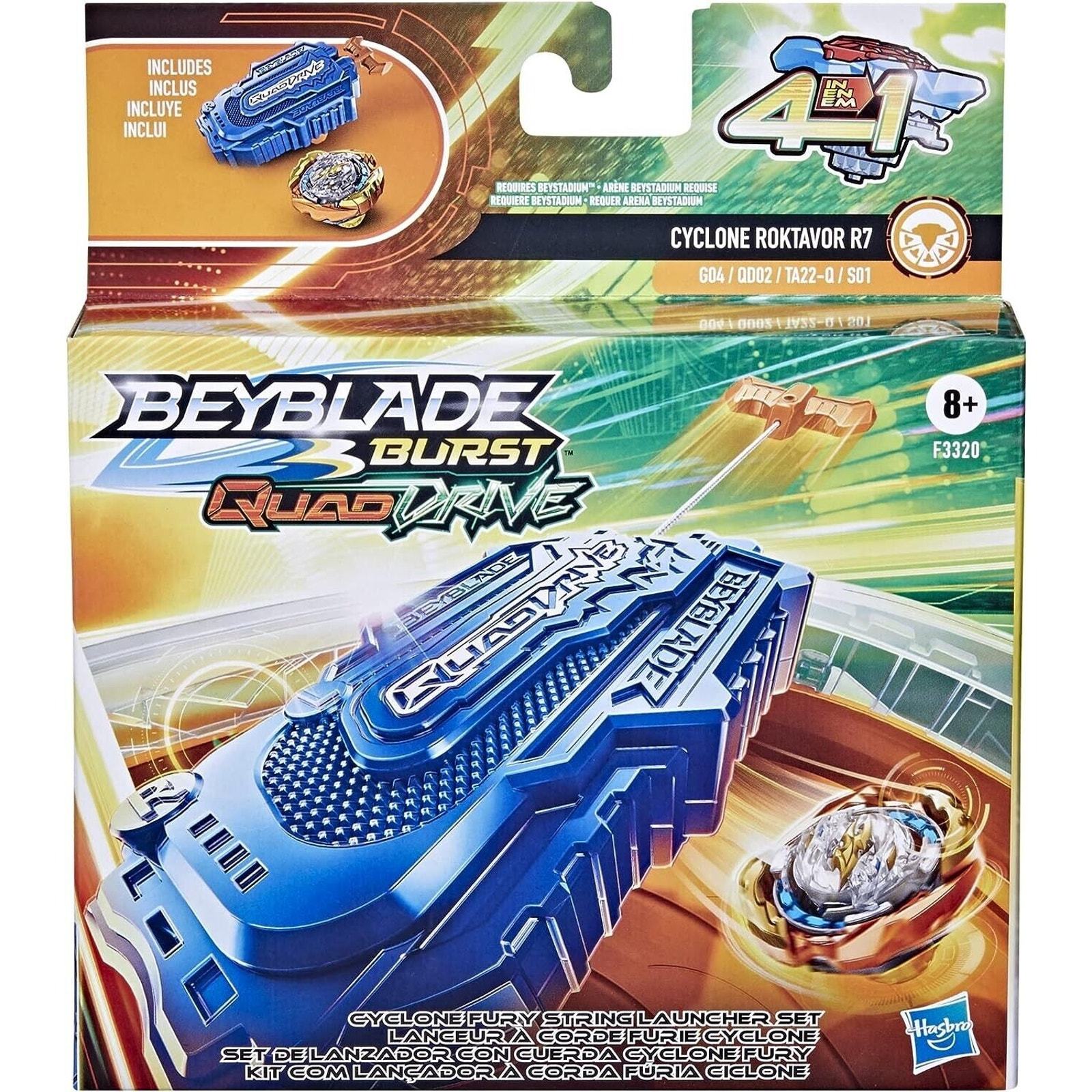 BEYBLADE BURST Quad Drive CYCLONE ROKTAVOR 4 In 1 String Launcher 2022 R7 NEW