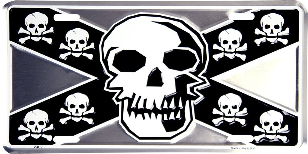 Skull and Bones Pirate License Plate Tag Aluminum - $4.88