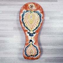 Anthropologie 8&quot; Ceramic Spoon Rest Hand Painted Paisley Boho - £12.06 GBP