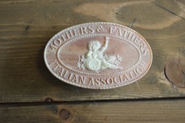 Vintage Red Soapstone Mother Fathers Italian Association Belt Buckle - £30.20 GBP