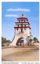 Agua Caliente Bell Tower Tijuana Baja California Mexico 1950s color post... - $6.44