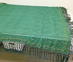 April Cornell Green Fringed &amp; Embroidered 48&quot; Square  Including Fringe S... - $24.26