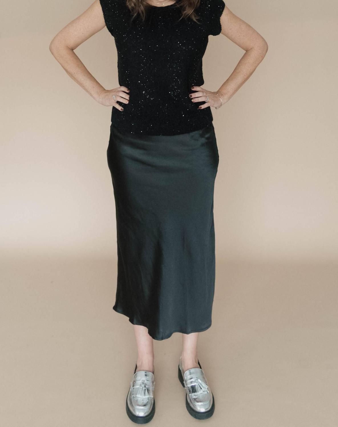 Entro Smitten For You Satin Skirt Black - $35.00