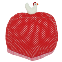 Retro Cotton Chicken Toaster Cover Red Polka Dot Pink Gingham Crochet Ki... - £19.34 GBP