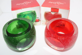 Set Holiday Spirit Red / Green Geode Votive Candle Holder Handmade Art G... - $783.99 MXN
