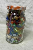 Smucker&#39;s Orange Marmalade Jar of Colorful Beads Goggly Eyes Pipe Cleane... - £9.43 GBP