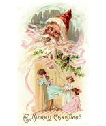 1910 Embossed Christmas Postcard Santa Looking Over Children - $29.88 CAD