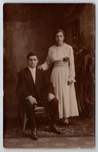 RPPC Handsome Gentleman and Young Lady Studio Photo Postcard H30 - £5.46 GBP