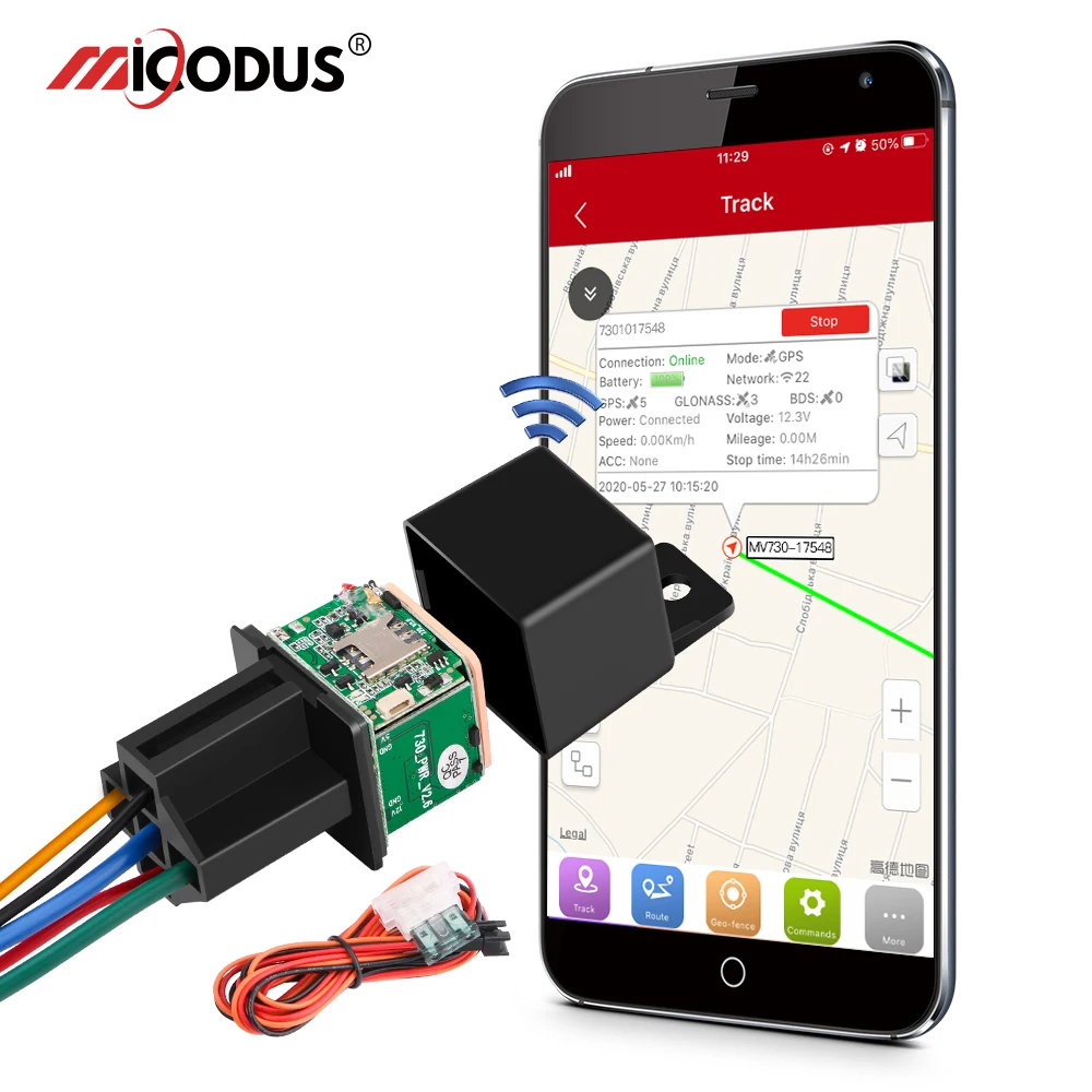 MiCODUS Relay GPS Tracker Car MV730 9-90V Cut Fuel ACC Detect 2G 4G Mini - £17.48 GBP+