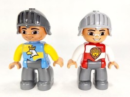 2x Lego Duplo Knight Minifigures Yellow/Blue &amp; Red/White 47394pb178 &amp; 47... - £10.35 GBP
