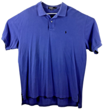 Polo Ralph Lauren Shirt Men&#39;s XL Blue Solid Cotton Summer Golf Short Sleeve - £15.01 GBP