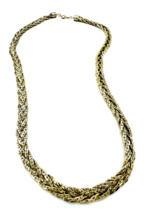 Vintage Textured Gold Tone Braided Chain Necklace - £18.79 GBP