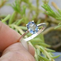 100% Natural BlueTopaz 925 Sterling Silver Ring Fine Jewelry For Grils A... - $75.17