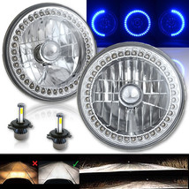 7&quot; Blue Halo Ring Angel Eyes 6K 20/40w LED Headlight Headlamp Light Bulbs Pair - £89.66 GBP