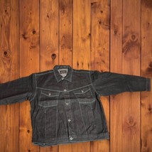 Vtg Deadstock Nwt Webs Black Denim Trucker Jacket Size Xl 100% Cotton - £38.68 GBP