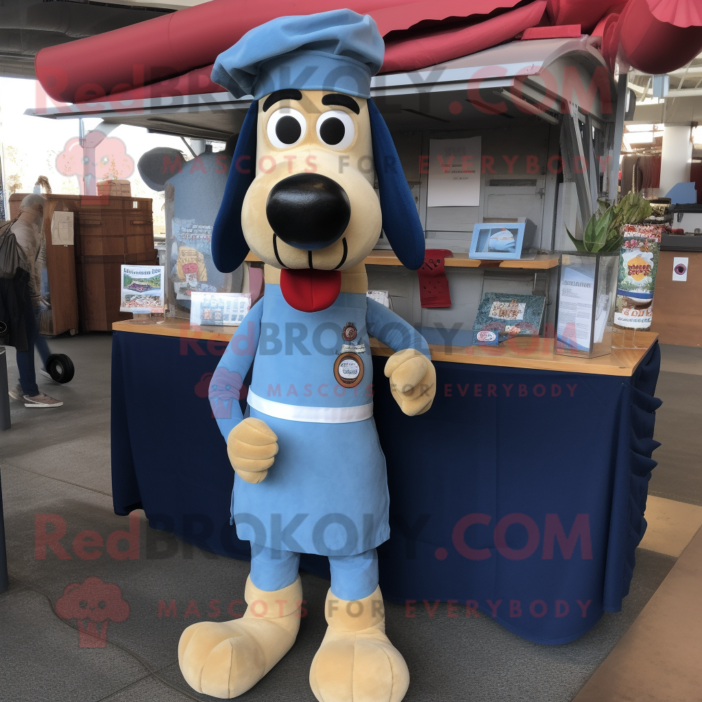 Navy Hot Dogs mascot costume character dressed with a Chambray Shirt and... - $1,199.00