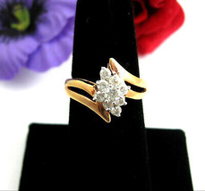 Rhinestone COCKTAIL Ring Vintage GOLDTONE Cluster Size 7 Split Shank Fro... - £15.06 GBP