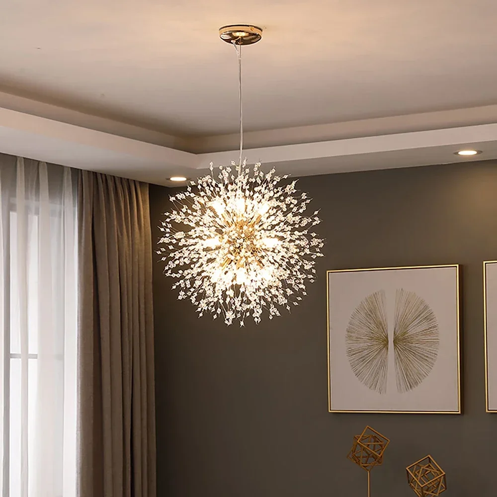2024 Modern Crystal Dandelion Chandelier Lighting Pendant Lamp For Home - $114.05+