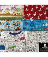 Children Fabric Material Lot FQ 5 Pieces Fuzzytails Thomas St Jude Toy Chest - £13.33 GBP