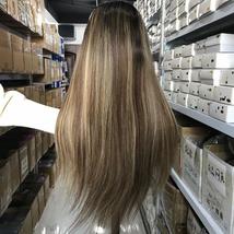 Certified European Hair black brown and blonde highlights Jewish wig - £1,200.47 GBP