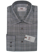 NEW $145 Hickey Freeman Crisp Shirt!  16.5 35  Gray, White &amp; Black Glen ... - £50.81 GBP