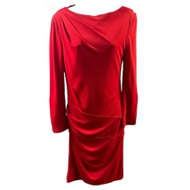 Giorgio Armani Dress Red Sexy Ruching Valentines Holiday Stretch Long Sleeves 6 - $75.99