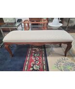 Queen Ann Style Carved Upholstered Bedroom Bench - $217.55