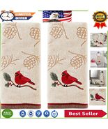 Beautiful Cotton Hand Towel Set with Cardinal &amp; Branch - Perfect Holiday... - $959.90 MXN