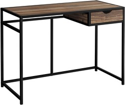 Monarch Specialties Laptop Table/Writing Metal Frame-1 Storage, Brown - £85.32 GBP