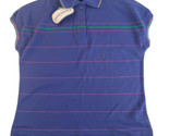 Caren Sport Womens Top Polo Sz Small S Purple Striped Short Sleeves - $14.80