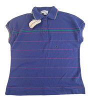 Caren Sport Womens Top Polo Sz Small S Purple Striped Short Sleeves - £11.80 GBP