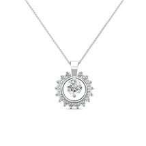 14K White Gold 1.40Ct Created Diamond Round Halo Charm Pendant - £122.01 GBP