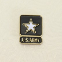 US Army White Star On Black Enamel Lapel Pin Gold .75&quot; - £6.15 GBP