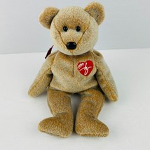Ty Beanie Baby 1999 Signature Brown Ribbon Neck Heart Chest Teddy Bear - $11.47