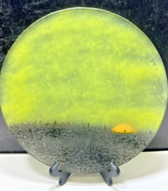 Artist Signed Mid Century Modern Art Glass Charger Sunrise Islam Mosque - $118.80