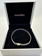 Pandora Reflexions Mesh Sterling Silver GunMetal/Black Flat Charm Bracel... - $55.17