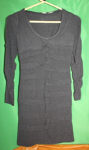 Nicole Miller Gray Ruched Long Sleeve Dress Petite BE0588 - $118.79