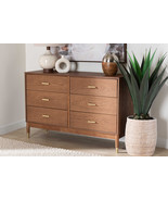 Webb Light Walnut King Platform Bed with Woven Rattan - $7,929.78 MXN