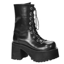 DEMONIA RANGER-301 Punk Gothic Women&#39;s 3&quot; Platform Black Gogo Calf High Boots - £77.62 GBP