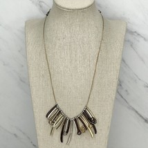 Chico&#39;s Silver and Gold Tone Abstract Beaded Wire Bib Necklace - $16.82