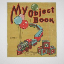 Linen Childrens Coloring Book Train My Object Book Saalfield Antique 1923 - £12.04 GBP