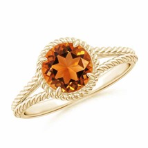 ANGARA Citrine Twist Rope Split Shank Ring in 14k Solid Gold (Grade-AAAA Size-7) - £698.99 GBP