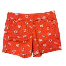 J. Crew Factory Sz 2 Shorts Chino Broken In Orange Nautical Anchor Print Women’s - $12.19