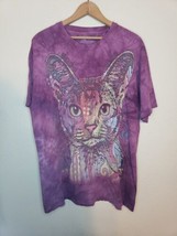 The Mountain Purple Tye Dye Psychedelic Hippie Cat T Shirt Size LARGE Ab... - $18.66