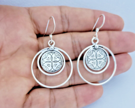 Moroccan Earrings Silver Sterling Round Dangle Tuareg Engraved Earring B... - $645.87 MXN
