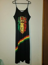 Midi Tank Dress Women&#39;s 4XL Sleeveless Spaghetti Strap Lion Print V-Neck (KKK) - £15.92 GBP